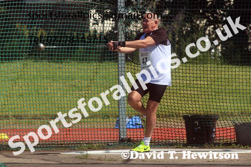 Mens hammer, 2024 NE Masters Track and Field Champs., Monkton Stadium, Jarrow.  Photo: David T. Hewitson/Sports for All Pics